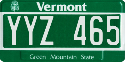 VT license plate YYZ465