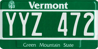 VT license plate YYZ472