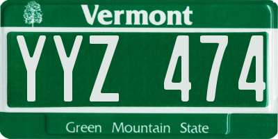 VT license plate YYZ474
