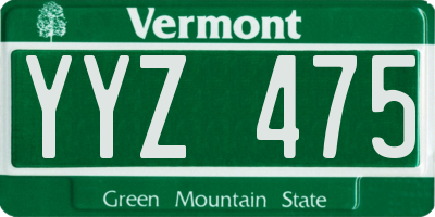 VT license plate YYZ475