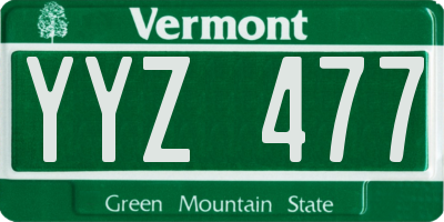 VT license plate YYZ477