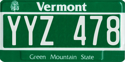 VT license plate YYZ478