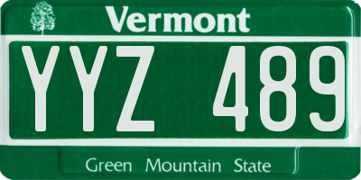 VT license plate YYZ489