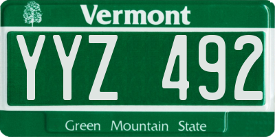 VT license plate YYZ492