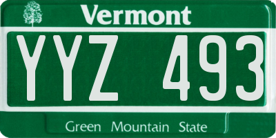 VT license plate YYZ493