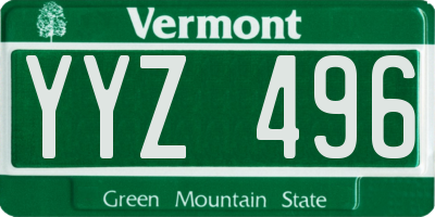 VT license plate YYZ496