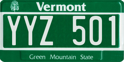 VT license plate YYZ501