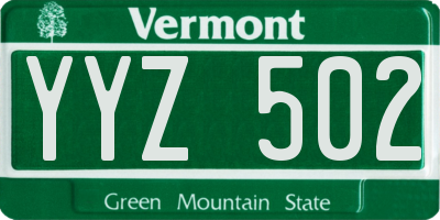 VT license plate YYZ502