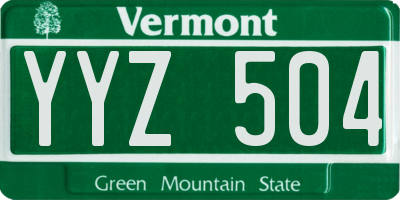VT license plate YYZ504