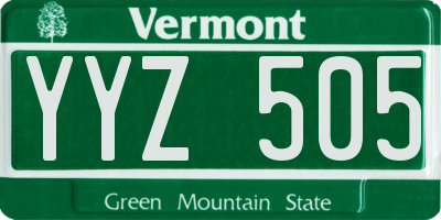 VT license plate YYZ505
