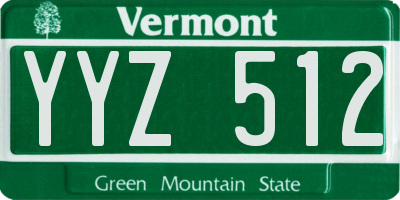VT license plate YYZ512