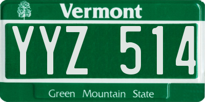 VT license plate YYZ514