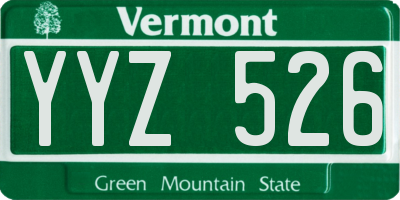 VT license plate YYZ526