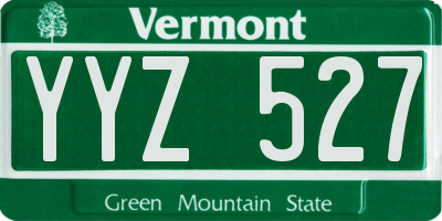 VT license plate YYZ527