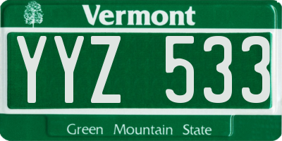 VT license plate YYZ533
