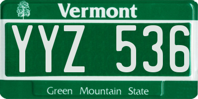 VT license plate YYZ536