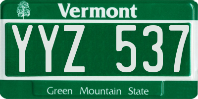 VT license plate YYZ537