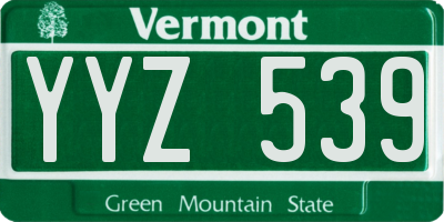 VT license plate YYZ539