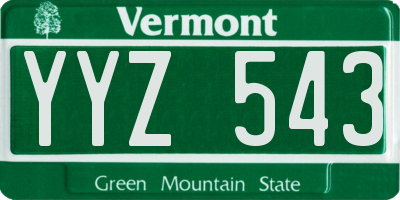 VT license plate YYZ543