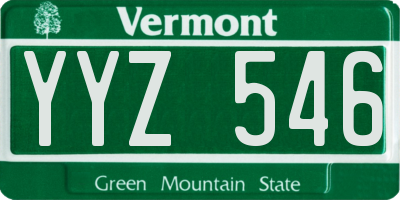 VT license plate YYZ546
