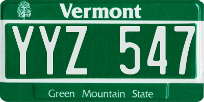 VT license plate YYZ547