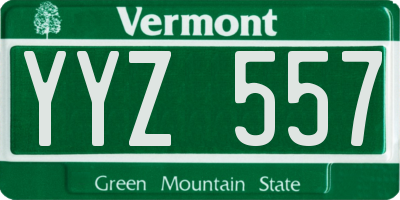 VT license plate YYZ557