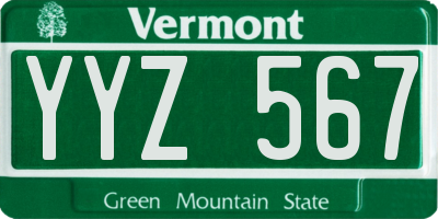 VT license plate YYZ567