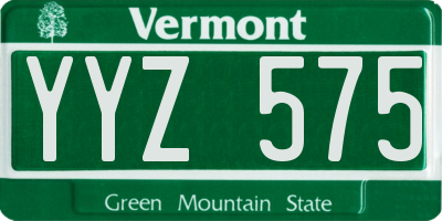 VT license plate YYZ575