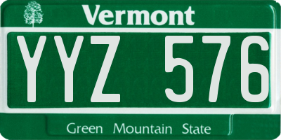 VT license plate YYZ576