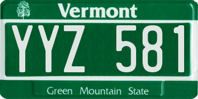 VT license plate YYZ581