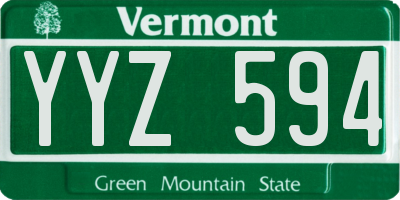 VT license plate YYZ594