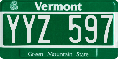 VT license plate YYZ597