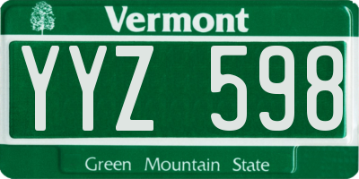 VT license plate YYZ598