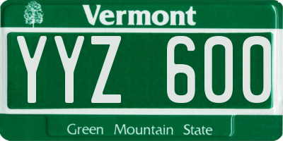 VT license plate YYZ600