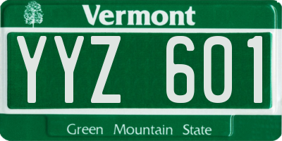 VT license plate YYZ601