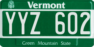 VT license plate YYZ602