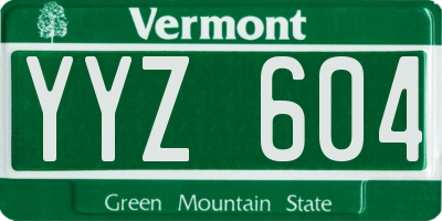 VT license plate YYZ604