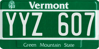VT license plate YYZ607