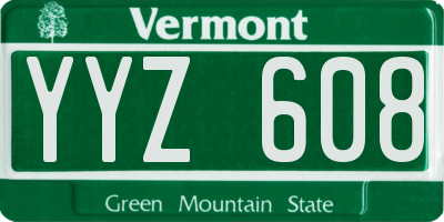 VT license plate YYZ608