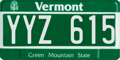 VT license plate YYZ615