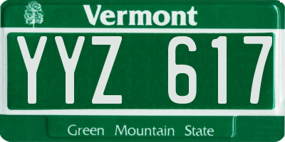 VT license plate YYZ617