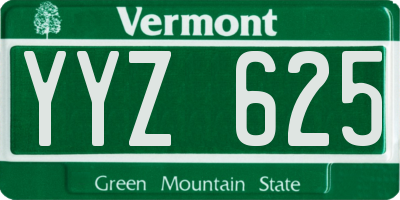 VT license plate YYZ625
