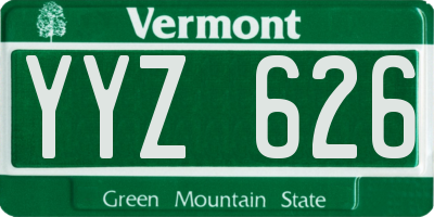 VT license plate YYZ626