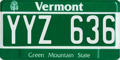 VT license plate YYZ636