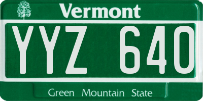 VT license plate YYZ640