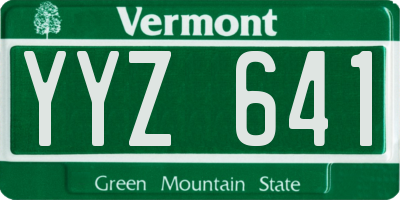 VT license plate YYZ641
