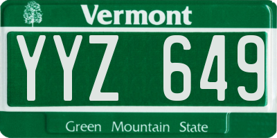 VT license plate YYZ649