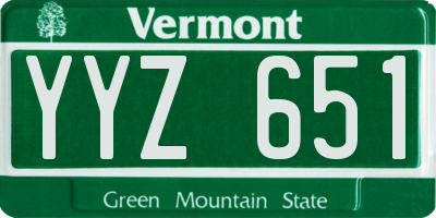 VT license plate YYZ651