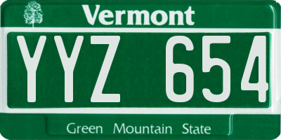 VT license plate YYZ654