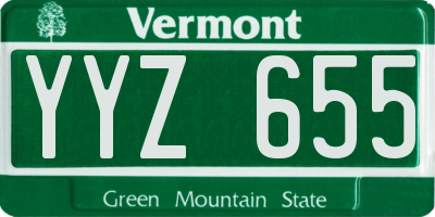 VT license plate YYZ655